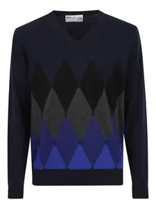 Джемпер с V-образным вырезом и узором "аргайл" Ballantyne, синий