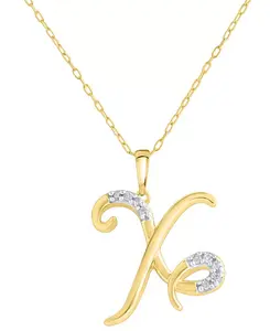 Ожерелье с кулоном в виде инициала с бриллиантами 18 дюймов (1/10 карата) из стерлингового серебра с позолотой 14 карат Macy'S, x