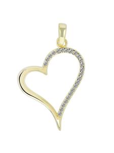 Adeliás Женский кулон в форме сердца из серебра 925 пробы с кубическим цирконием в золотой оправе