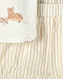 Детская короткая пижама из ткани seersucker Cotton Juice, коричневый