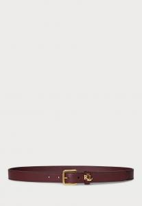 Ремень Lauren Ralph Lauren LOGO-KEEPER LEATHER SKINNY BELT, Dark Garnet/Dark Red