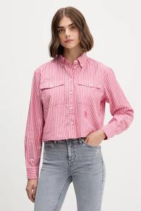 Хлопковая рубашка Tommy Jeans, розовый