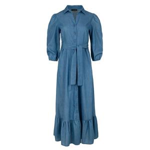 Платье джинсового фасона с рюшами Conquista, синий