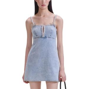 Self-portrait Женское платье-комбинация Self portrait светло-джинсовый синий