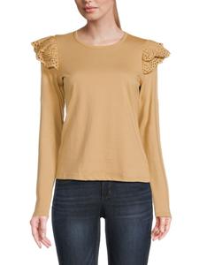 Топ с оборками и люверсами на рукавах Joe's Jeans, кэмел