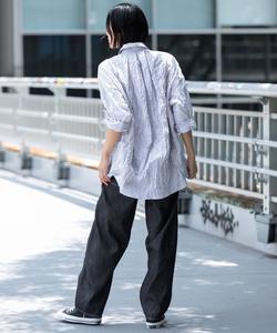 Рубашка-пуловер из сукна и полосатой ткани