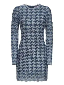 Мини-платье с бахромой и узором «гусиная лапка» DIESEL, синий