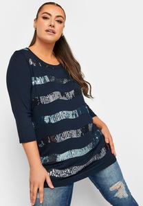 Топ с длинными рукавами SEQUIN EMBELLISHED STRIPE Yours Clothing, темно-синий