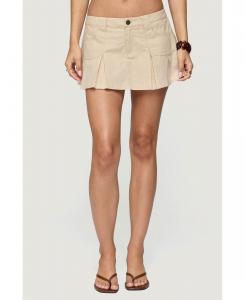 Женская мини-шорты-юбка Klay из льняной ткани с плиссировкой Edikted, Beige