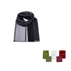 GUCCI Шарф с узором логотипа GG из шерсти, Blue Gray