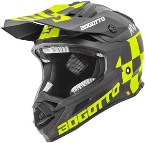 Карбоновый шлем для мотокросса Bogotto v328 xadrez, Black/Yellow