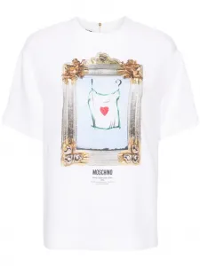 Креповая блузка с принтом Moschino, белый