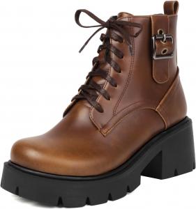 Женские массивные ботинки Roimaash с шнуровкой, высокие до щиколотки, с рифленой подошвой, 078 Yellow