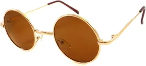 Винтажные солнцезащитные очки в стиле Леннона 60-х годов, маленькие круглые, металлические, золотистые MODA, Black