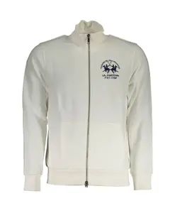 Белый хлопковый свитер на молнии La Martina, белый