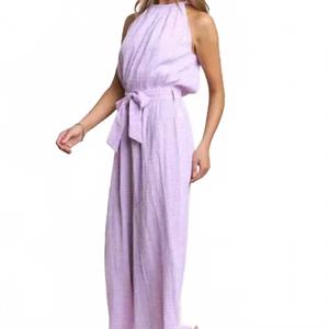 Очаровательный комбинезон в горошек лавандового цвета J.NNA