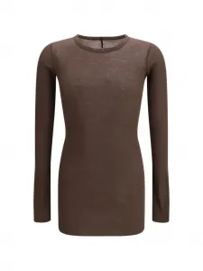 Длинный ребристый топ с длинными рукавами Rick Owens, коричневый