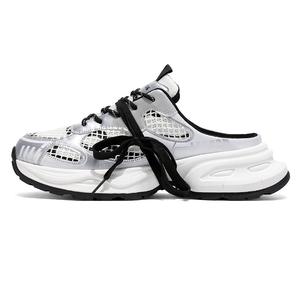 Magelly Серебристо-черные мужские противоскользящие тапочки с закрытым носком и устойчивостью к истиранию, цвет Silver Black