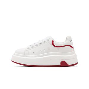 C°BANNER Женские устойчивые к истиранию низкие скейтбордские кроссовки White Red, цвет White Red