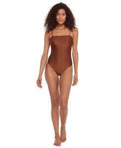 Женский слитный купальник с вырезом-бандо Steve Madden, Oak Brown Shine Bright