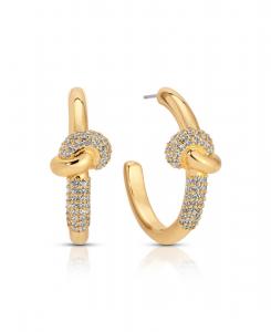 Позолоченные серьги-кольца в виде узла любви с инкрустацией бриллиантами ETTIKA, Gold