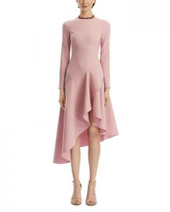 Длинное платье из двойного стрейч-шерсти на каждый день Oscar de la Renta, розовый