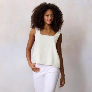 Миниатюрный топ с квадратным вырезом и застежкой на пуговицах сзади Lc Lauren Conrad, цвет stone white