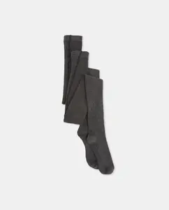 Набор из 2 гладких детских колготок Cotton Juice, антрацитовый