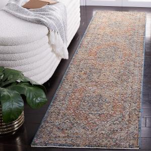 Ковер SAFAVIEH, 61 x 244 см, Silverado Collection Runner, Blue & Rust, винтажный дизайн с эффектом потертости, не линяет и прост в уходе, идеален для помещений с высокой проходимостью в гостиной, спальне (SVD106M)