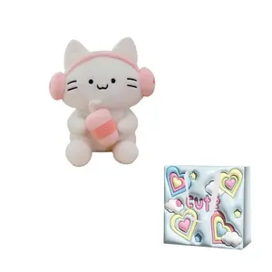 FKOFR Кулон/плюшевая кукла плачущий котенок Love White Headphone Kitten, высота 6см/22см