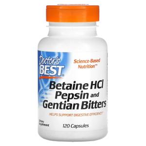 Doctor's Best Горькая настойка из бетаина гидрохлорида пепсина и генцианы (Betaine HCL Pepsin & Gentian Bitters) 120 капсул