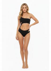 Женский купальник с вырезом в океанском стиле - монокини на одно плечо Jendue, Black