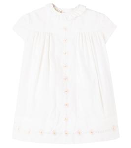Детское платье из муслина с хлопком и шелком Gucci Kids, Soft White/Mix