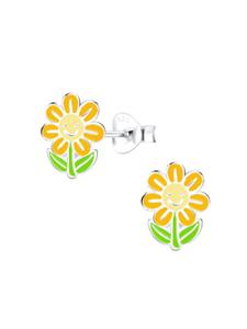 Alexander York Детские серьги-гвоздики в виде цветов из серебра 925 пробы, комплект из 2 штук