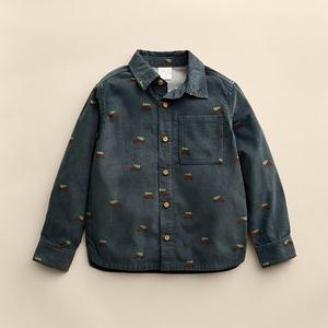 Детская рубашка на пуговицах с длинным рукавом Little Co. By Lauren Conrad, Navy Tree Car