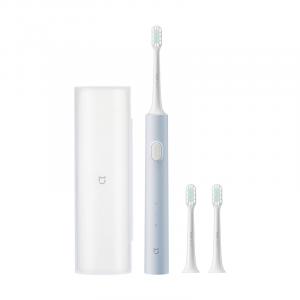 Электрическая зубная щетка для взрослых и студентов, портативный набор с двойной насадкой для защиты десен, парный T200C Xiaomi, синий