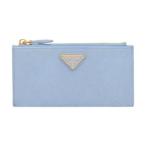 Женский кардхолдер из шагреневой кожи светло-голубой PRADA