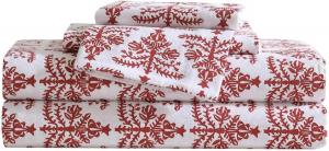 Eddie Bauer - Фланелевые простыни размера Full Size, хлопок, невероятно мягкие на ощупь для комфорта в любое время года - комплект постельного белья с соответствующими наволочками и простыней на резинке (красный цвет Jolly Trees), Jolly Trees Red