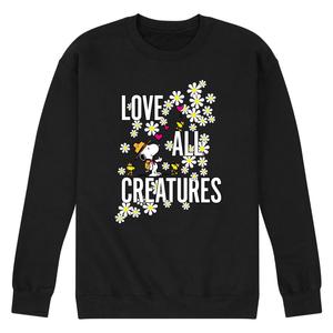 Мужской свитшот с рисунком Peanuts Snoopy Woodstock Love All Creatures Licensed Character