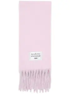Шарф с бахромой и логотипом Acne Studios, розовый