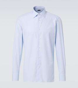Полосатая хлопковая рубашка Zegna, White And Light Blue