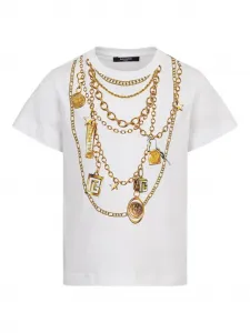 Футболка с принтом в виде цепи Balmain Kids, белый