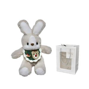 Плюшевая кукла Goodnight Bunny для детей старше 3 лет высотой 30 см ROUERXIONG, Christmas Deer Bib+Transparent Window Shopping Bag