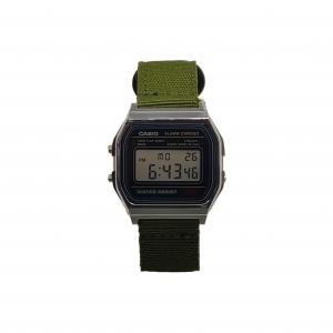 CASIO Часы Unisex YOUTH Black Watch, Silver Small Block Nylon Green