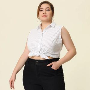 Женские летние модные рубашки без рукавов больших размеров для работы на бретелях Agnes Orinda, черный