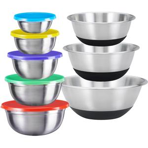 НАБОР мисок 13 шт. из нержавеющей стали: 3 миски для смешивания, 5 мисок для хранения с крышками King, Bunt