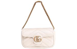 GG Marmont Стеганый Кожаный Кошелек для Карт и Монет Экстра Мини Женский Белый GUCCI