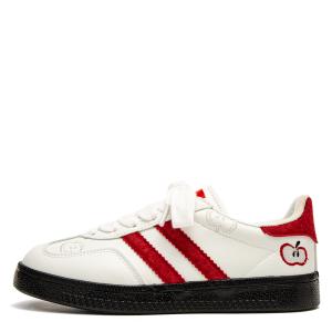 Женские противоскользящие износостойкие низкие скейтерские кроссовки Far Waves YUANBO, белый/красный