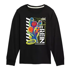 Футболка с длинным рукавом и спортивным принтом для мальчиков 8-20 лет Nerf, черный