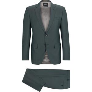 HUGO BOSS Костюм Slim Fit из кашемировой шерсти Herringbone для деловых встреч, мужской, темно-зеленый